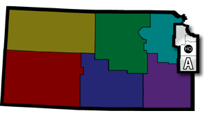 State of Kansas map illustrating location of Troop A