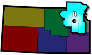 State of Kansas map illustrating Troop B location