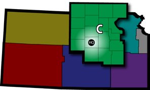 State of Kansas map illustrating location of Troop C