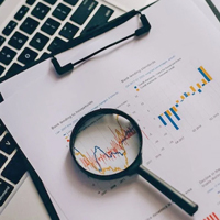 graph with magnifying glass