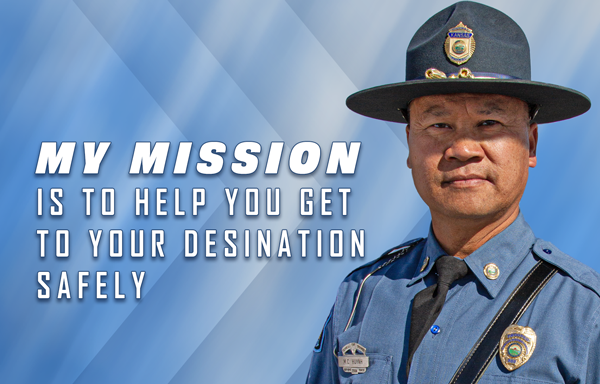 Diverse male trooper meme saying my mission is to help you get to your destination safely